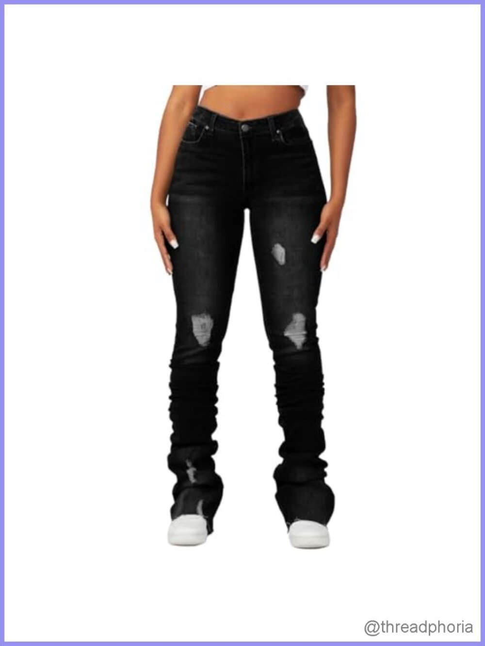 High Waisted Flared Bell Bottom Jeans Stretchable Skinny Stacked Denim Women